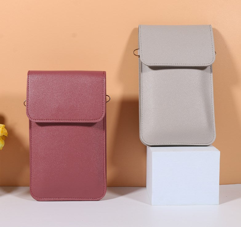 Touch Screen PU Leather Purse Bag Small Crossbody Bag Mini Messenger Bag Single Shoulder Handbag