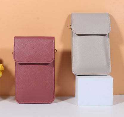 Touch Screen PU Leather Purse Bag Small Crossbody Bag Mini Messenger Bag Single Shoulder Handbag