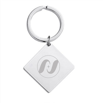 30 x 30 x 2 mm Silver Square Tag Keychain