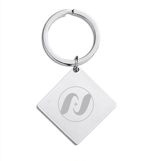 30 x 30 x 2 mm Silver Square Tag Keychain