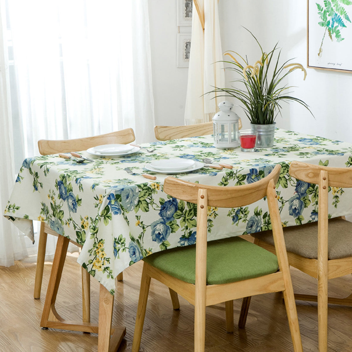 Spring Summer Floral Round Tablecloth