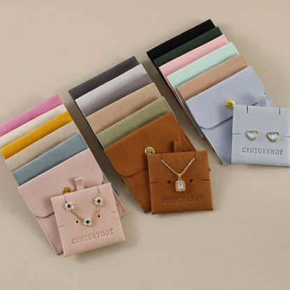 3.2" Velvet Jewelry Pouches with Snap Button Luxury Jewelry Pouch w/ Velvet Insert Pad for Earrings