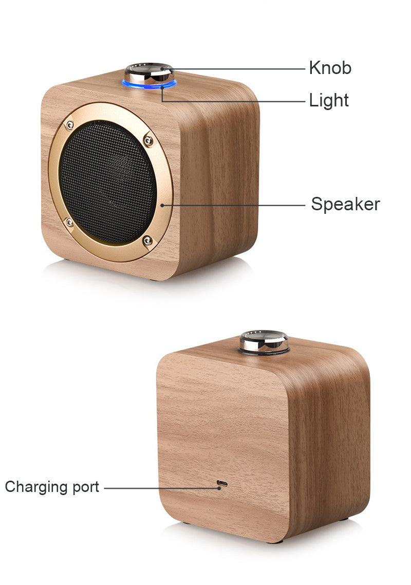 Portable Wood Knob Control TWS Wireless Speaker
