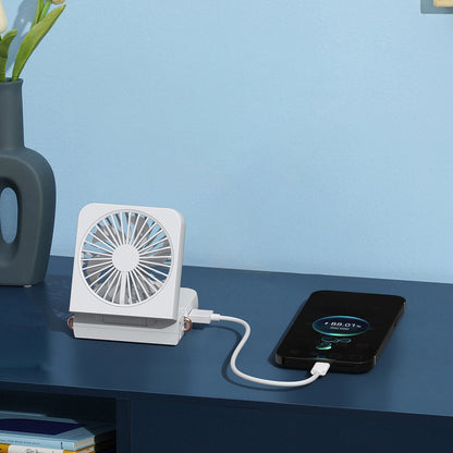 Rechargeable Handheld Mini Fan With Lanyard Adjustable Wind Speed Hanging Fan