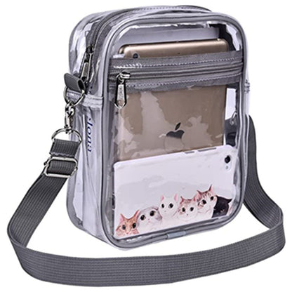 Women's PVC Transparent Shoulder Bag Clear Bag Crossbody Bag W/Strap Stadium Approved Bag(Size L)