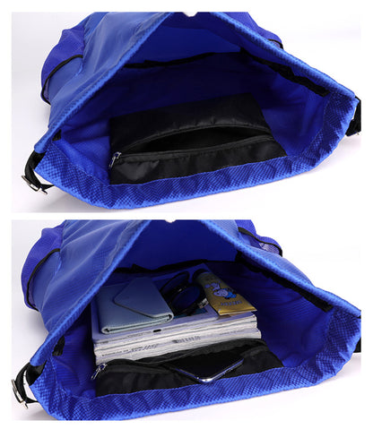 19.7 x15.7" Large Capacity Waterproof Sports Drawstring Backpack W/Mesh Side Pockets