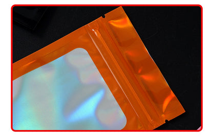 Custom Size 4x7.1" Iridescent Resealable Plastic Bags Clear Window Zipper Bag Zip lock Storage Pouch