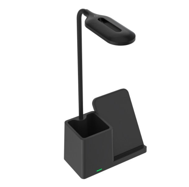 3-Level Brightness LED Desk Wireless Charger Lamp W/Pen Holder