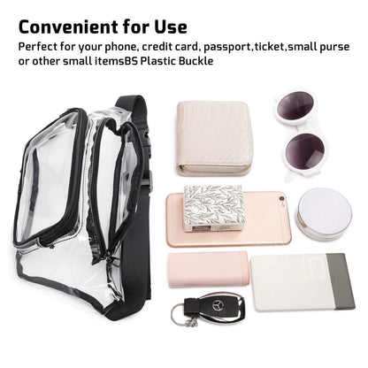 Transparent PVC Fanny Pack W/Two Zipper Pockets