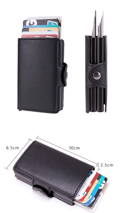 PU Leather RFID Blocking Wallet W/ Metal Case