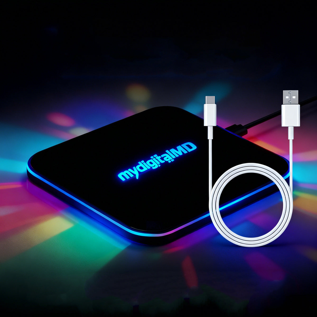 Square Wireless Charger Flashing Light Up Wireless Charging Pad LED Logo Fast Charger