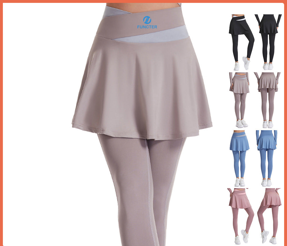 Women's Skirted Legging Yoga Legging with Skirts & Women Tennis Leggings Clothes