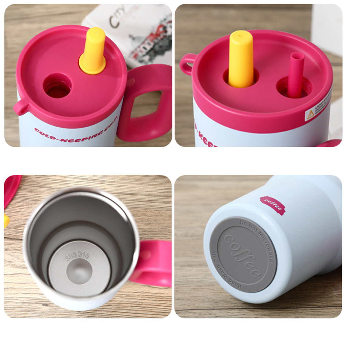 25Oz Insulated Stainless Steel Tumbler W/Handle And Straw