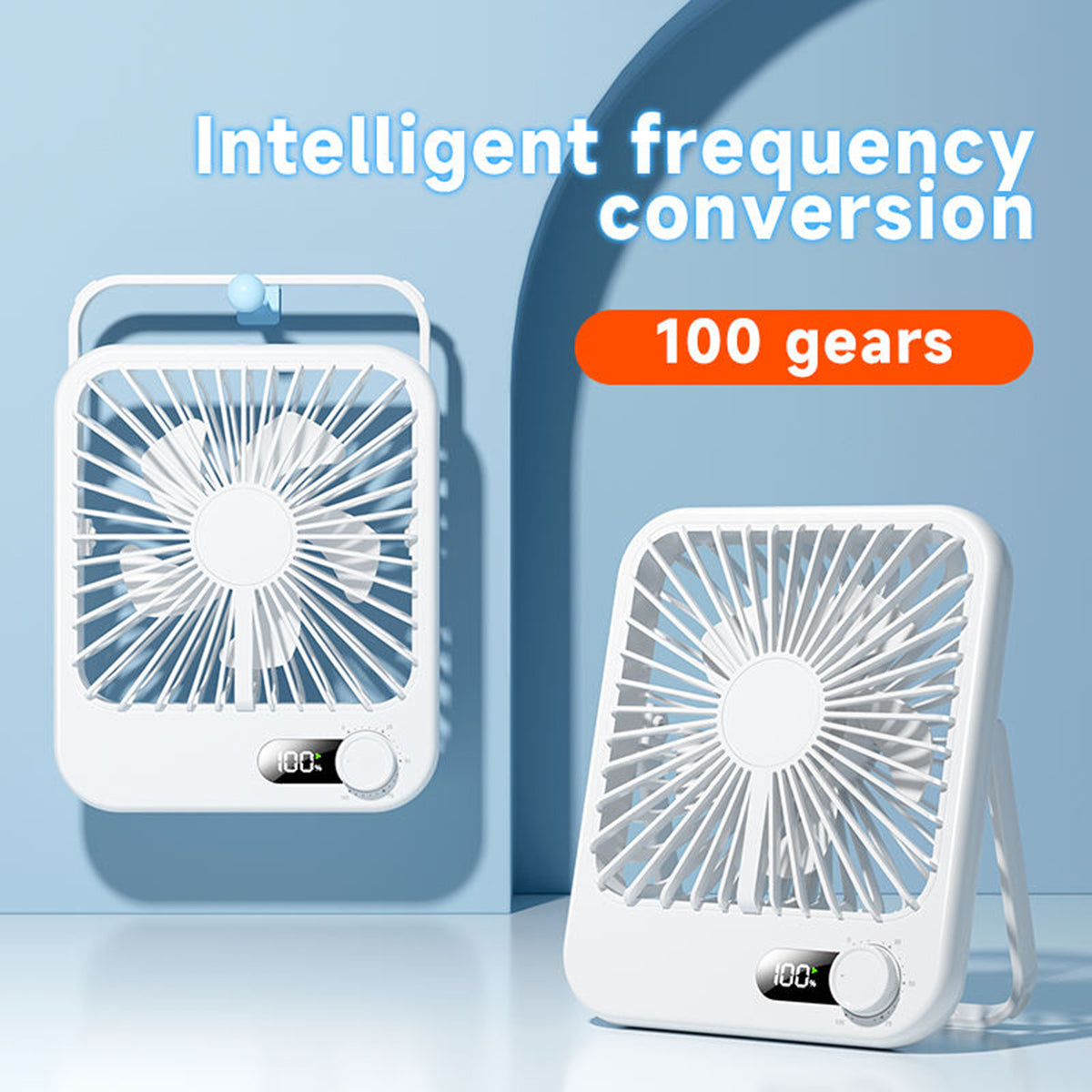 Summer Hot Rechargeable Desktop Fan Adjustable Angle 100 Speeds w/ LED Display Screen