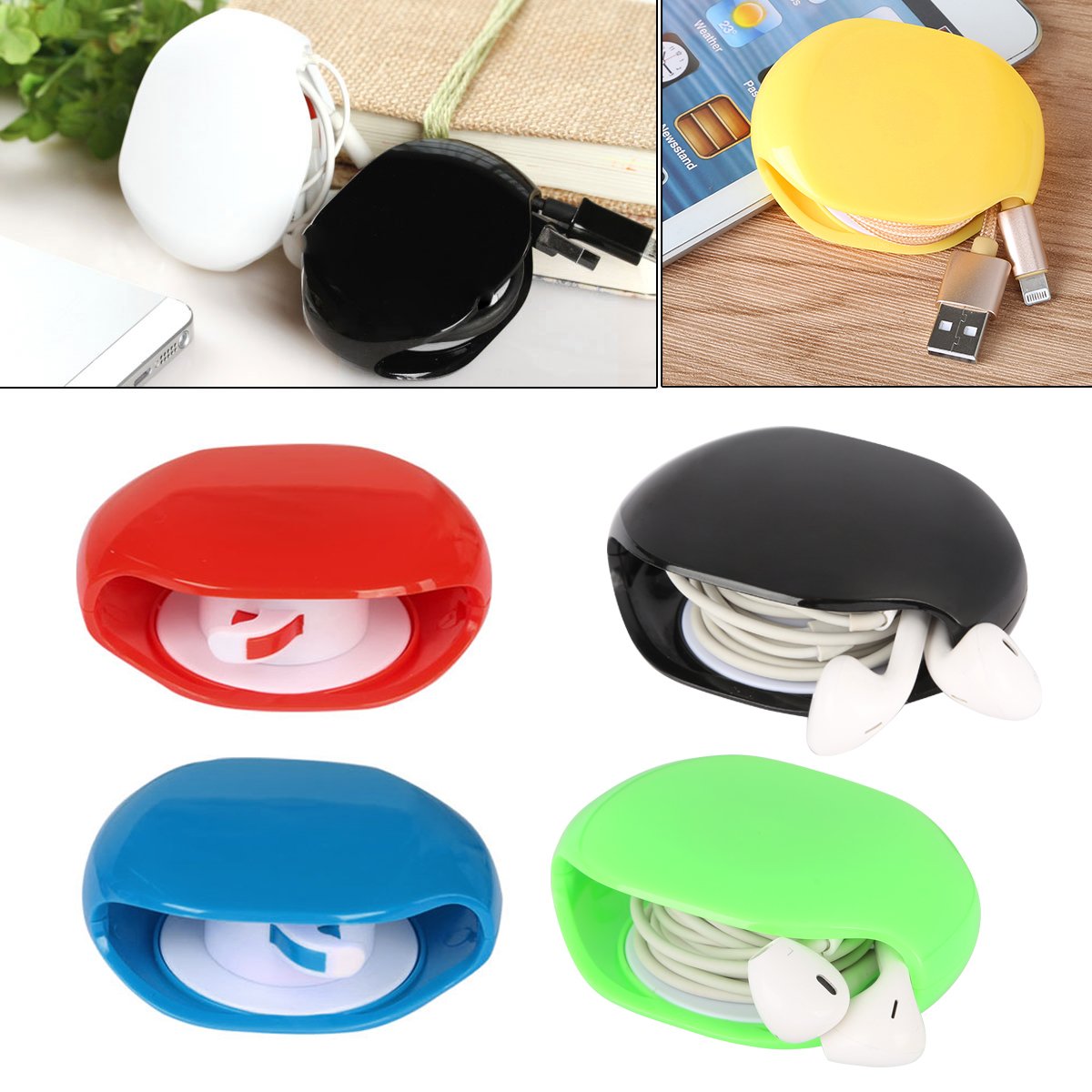 Automatic Wire Cord Winder Roll Earphone Cable Wrap Headphone Cable Holder Retractable Cord Organize