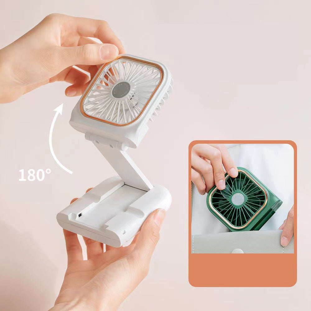 3 Levels Speed Folding Handheld Fan Rechargeable Mini Fan Phone Holder With Lanyard