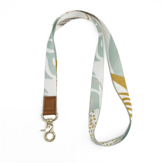 Geometric Customized Leather Buckle Lanyard