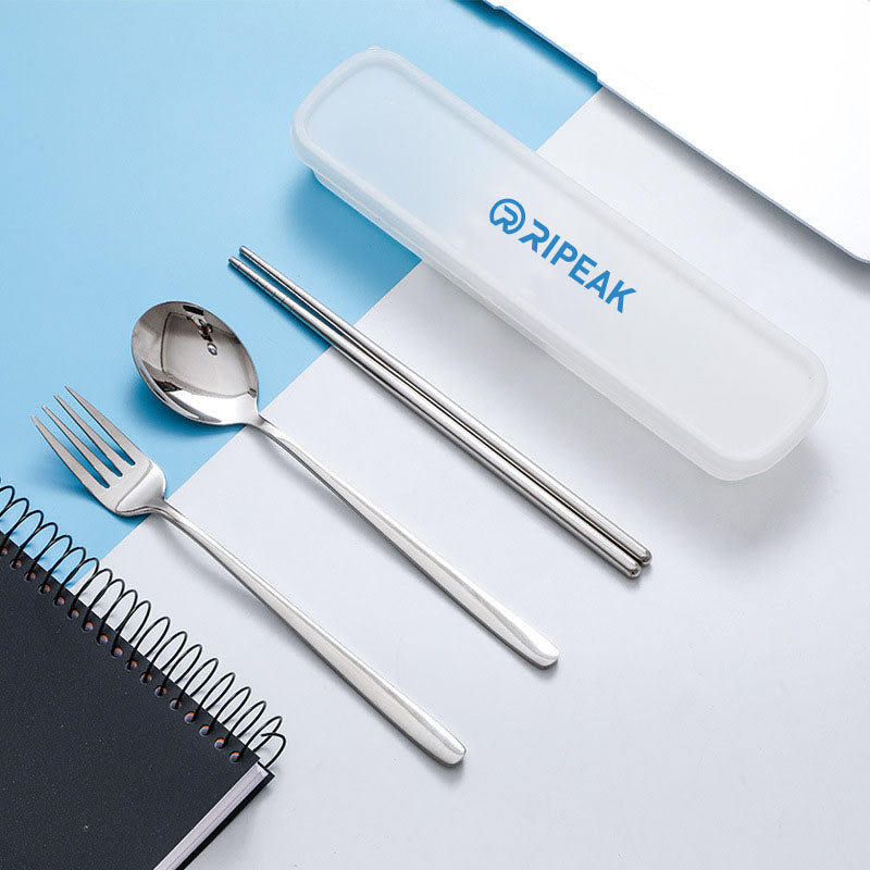 3-Piece 304 Stainless Steel Flatware Spoon Chopsticks Fork Tableware Set W/PE Box(Silver)