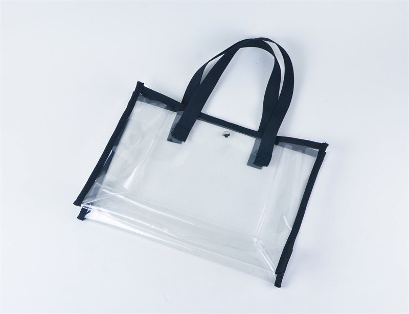 PVC Transparent Waterproof Tote Clear Shoulder Bag Outdoors Beach Bag Stadium Approved Bag(Size S)