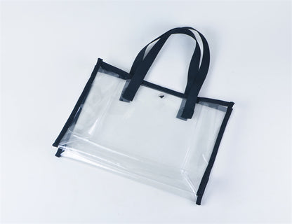 PVC Transparent Waterproof Tote Clear Shoulder Bag Outdoors Beach Bag Stadium Approved Bag(Size S)