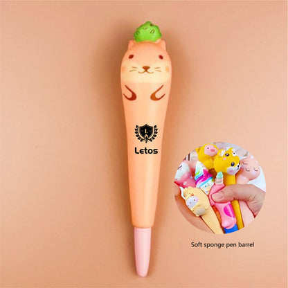 Sea Dog Stress Reliever Pen 2" 1 Squeeze Toy Pen PU Foam Gel Ink Pen