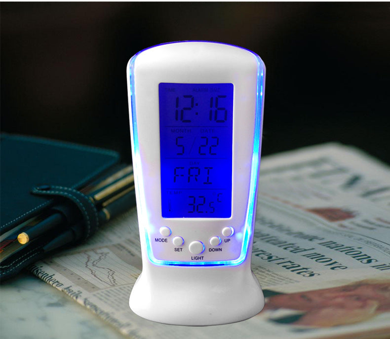 Indoor Digital Blue Backlight Thermometer Ringtones Calendar