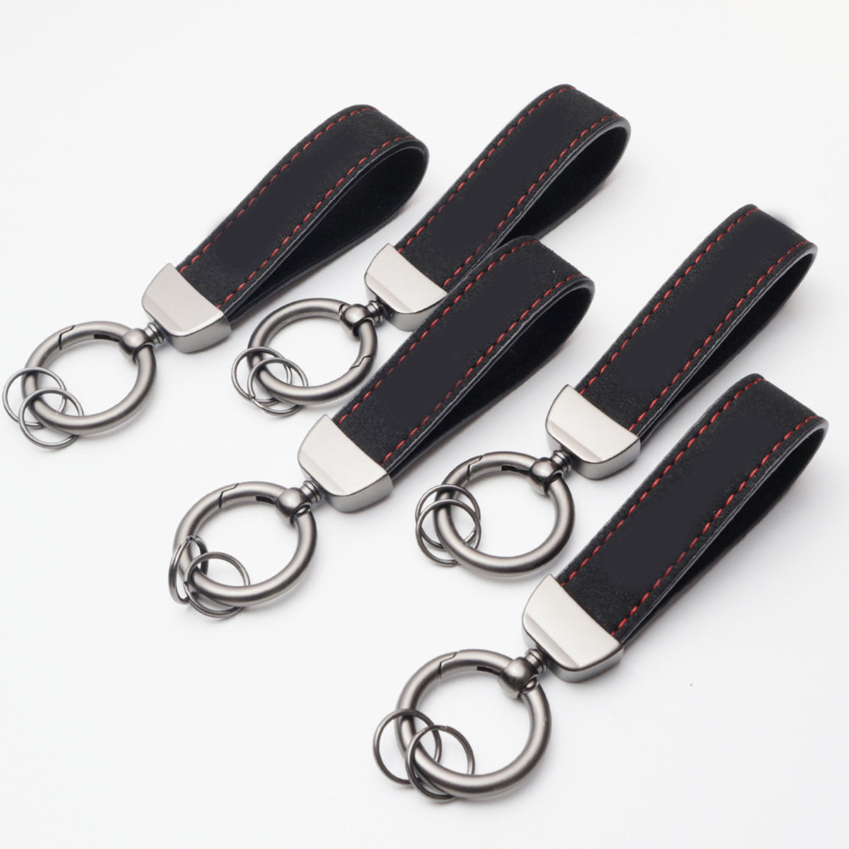Car and Home Keychain Black Leather Key Chain and Metal Key Rings for Men Women
