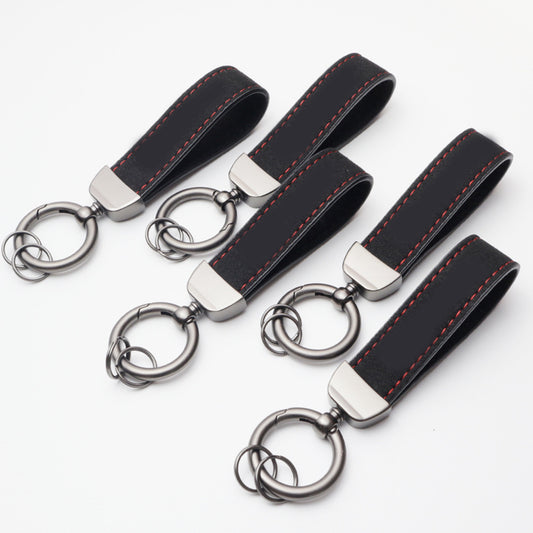 Car and Home Keychain Black Leather Key Chain and Metal Key Rings for Men Women
