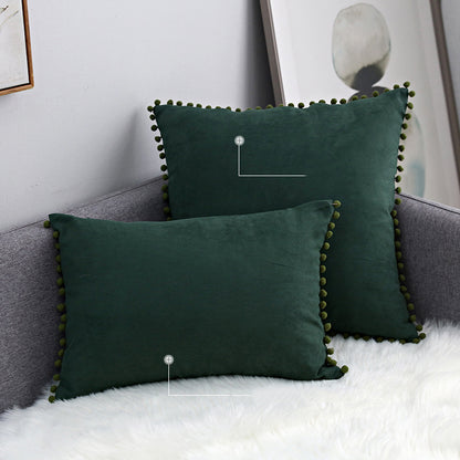 15 x 8" Pompoms Pillowcase Boho Ball Tassel Trimmed Pillowshams Pompom Fringe Cute Pillowcase