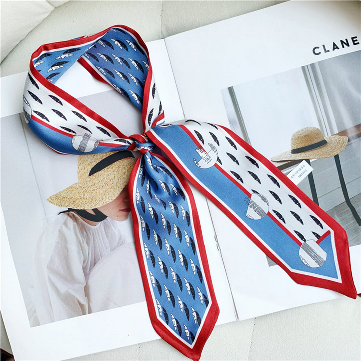 Custom 35" x 2.4" 100% Silk Hair Ties Twill Silk Handbag Wrap