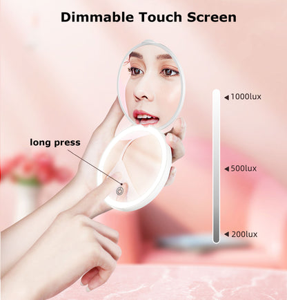 Round 2 Sides Rechargeable LED Travel Makeup Mirror Portable Lighted Beauty Makeup Mirror
