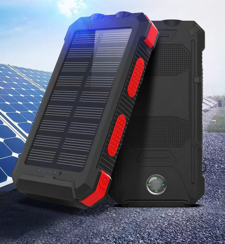 10000mAh Solar Dual Port Water Resistant Power Bank W/ 2 LED Lights