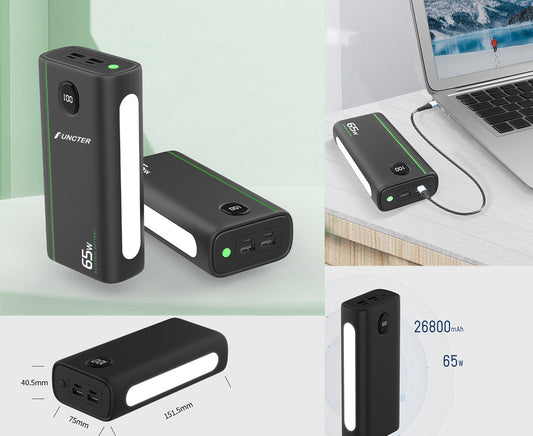26,800 mAh 65W Tablet & Laptop Charging Power Bank W/A Light