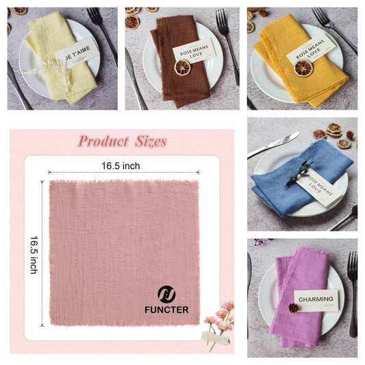 Washable Soft Cotton Unhemmed Table Dinner Napkins 16.5 x 16.5"