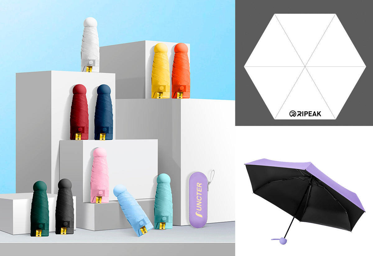 5 Fold Travel Lightweight Portable Pocket Mini Capsule Umbrella Manual Open 6 Panels Umbrella