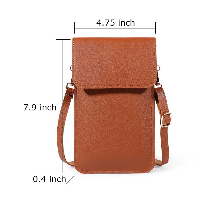 Touch Screen PU Leather Purse Bag Small Crossbody Bag Mini Messenger Bag Single Shoulder Handbag