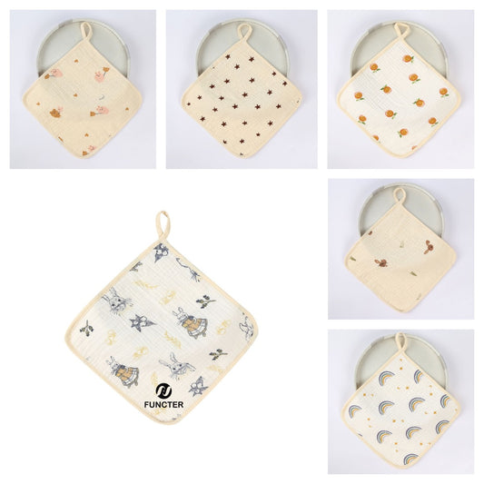 Newborn Baby Cotton Handkerchief Face Towel With Different Patterns
