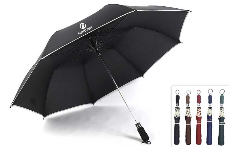 27" 2 Folding Golf Umbrella, Large 3 Person Windproof Custom Logo Promotional