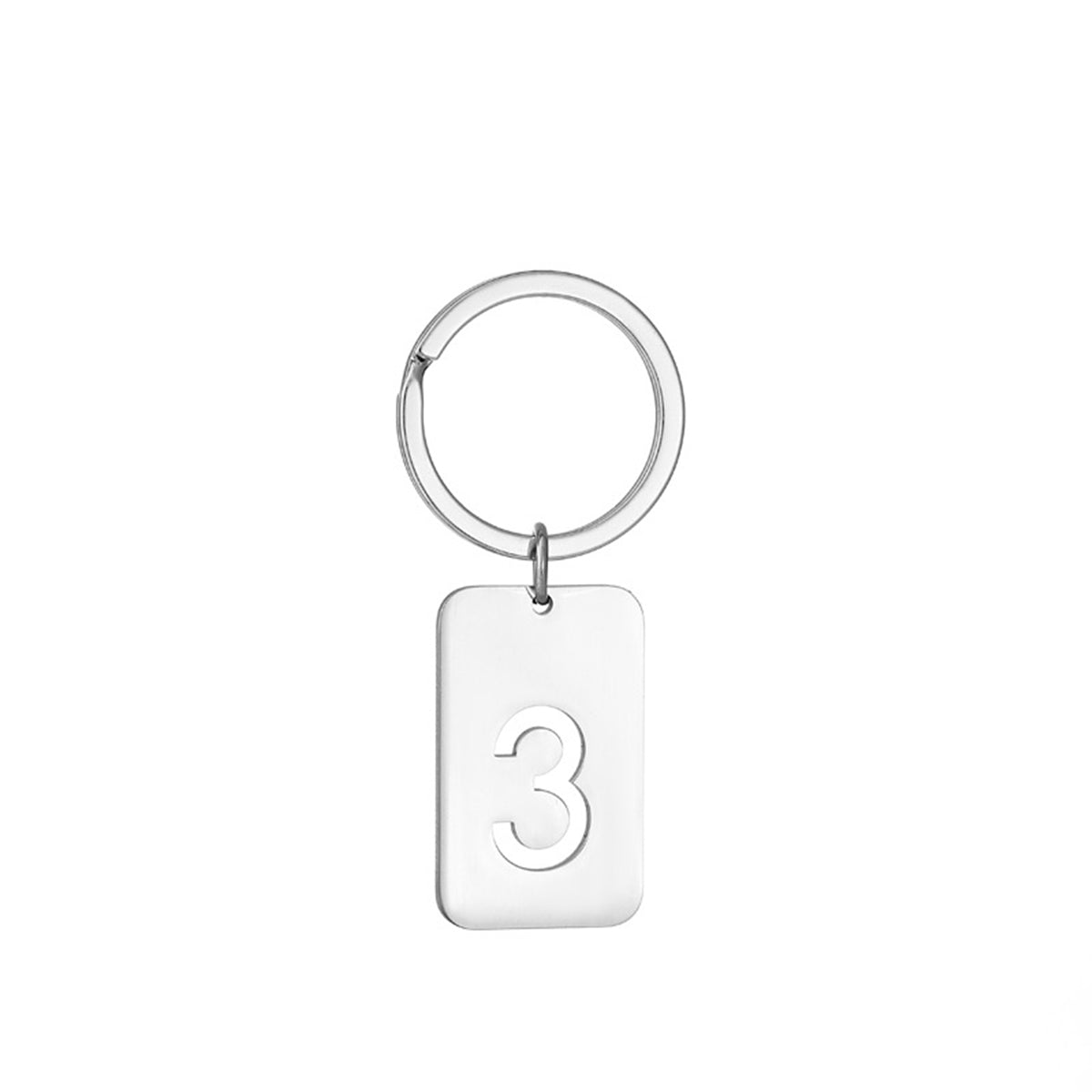 Number 3 Rectangular Tag Keychain 32 x 20 mm