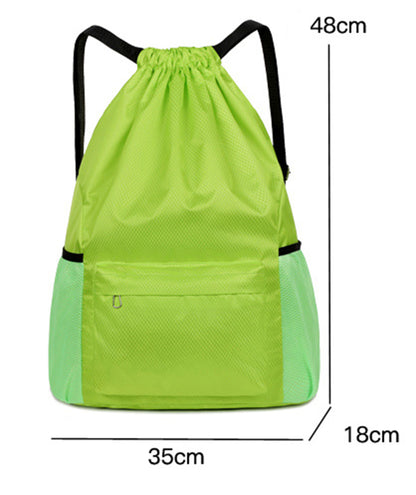 19 x 13.8" Drawstring Backpack, Waterproof Sports Gym Bag with Side Pocket