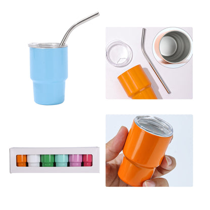 Stainless Steel Mini Tumbler W/ Straw 5 oz. (6 Pack)