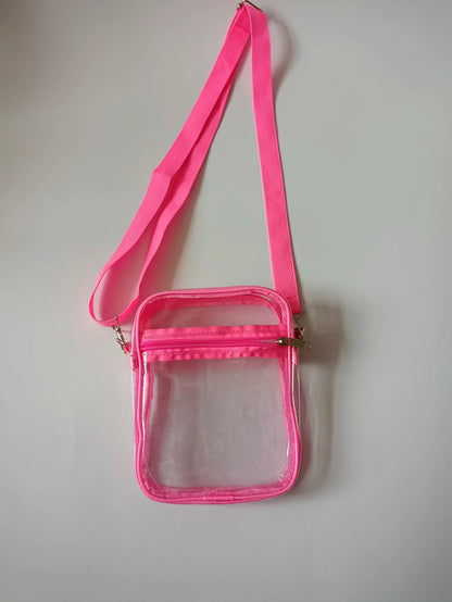 Women's PVC Transparent Shoulder Bag Clear Bag Crossbody Bag W/Strap Stadium Approved Bag(Size L)