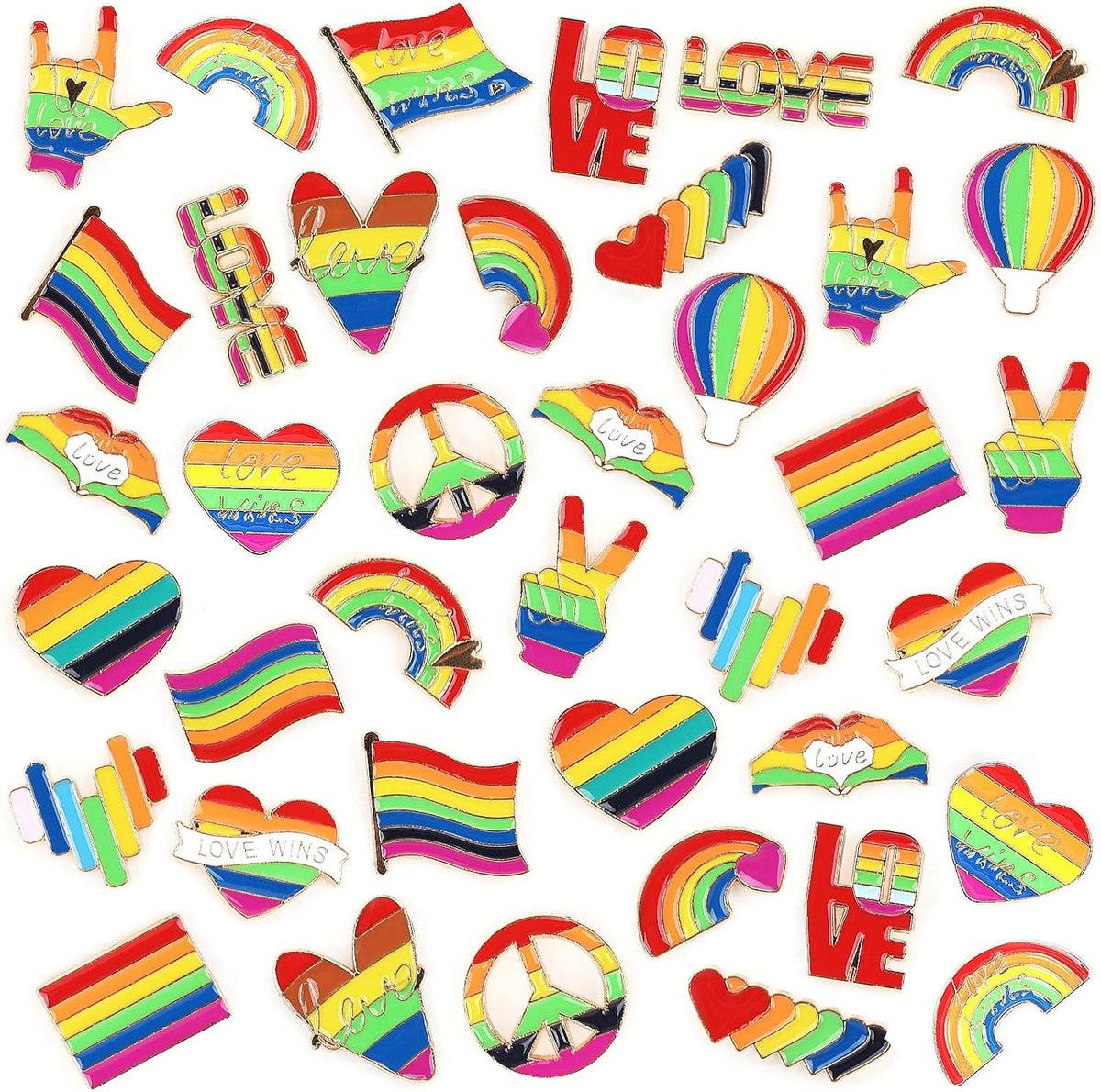 Rainbow Pride Cute Enamel Lapel Pins Heart Flag Brooch Pin Badge for Clothes Bags Hats Accessories