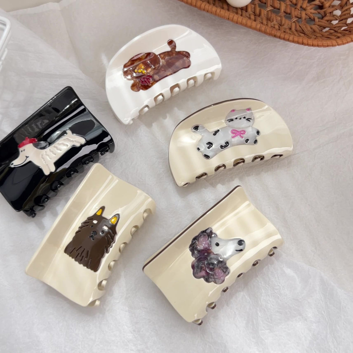 One Side Printed Animal Acetate Hair Clip