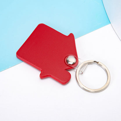 House Shaped Leather Keychain for Car Home Key Ring Strap Holder Lanyard Universal Key Fob Keychain