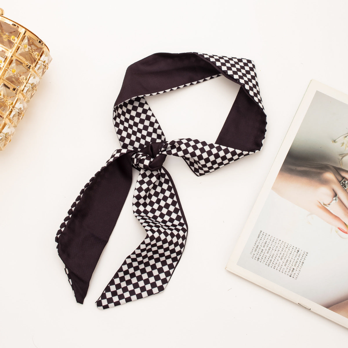 35" x 2" Full Custom Plaid Neckerchief Long Hair Ribbon Neck Scarf Handbag Wrap Scarf Neck Tie #23