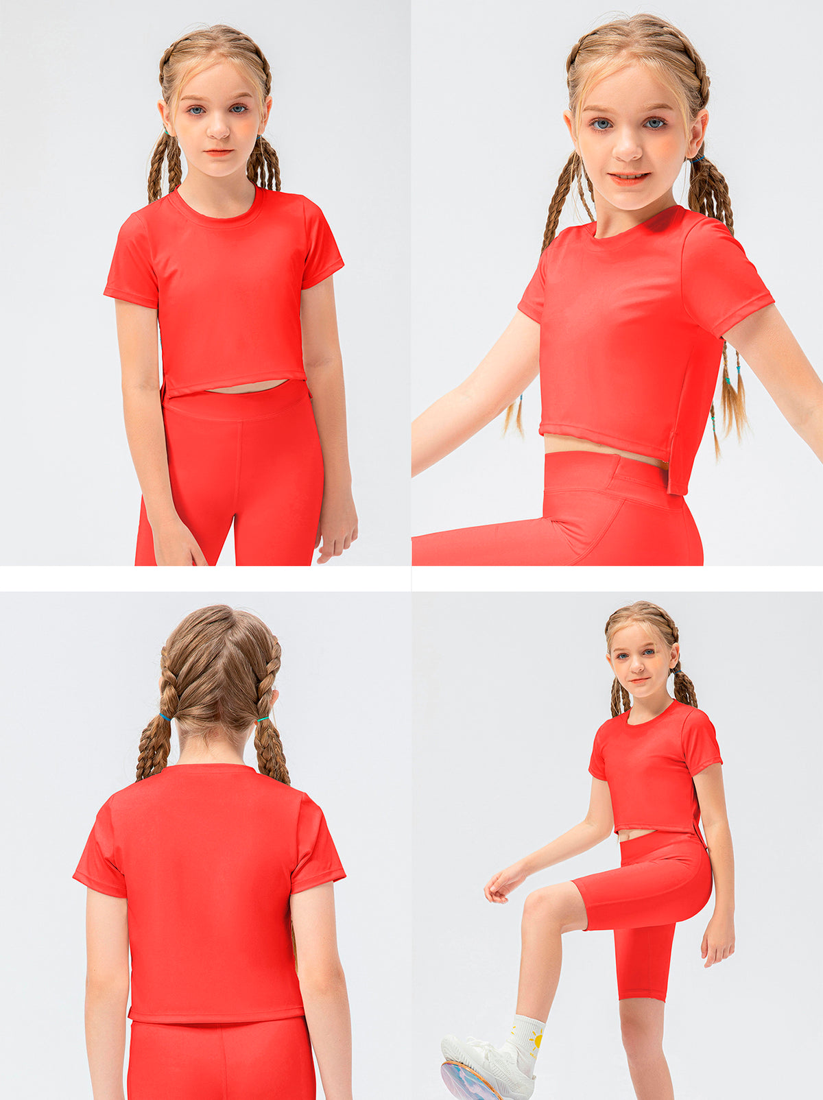 Youth Girls Athletic Short Sleeve Quick Dry Running Sports T-shirt Short Length