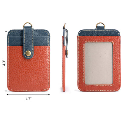 Mix Color Leather ID Badge Holder Employee Badge Holder