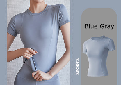 Women's Dry Fit Compression Gym Wear Running Sport Short Sleeve T-shirt Running Athletic Shirt