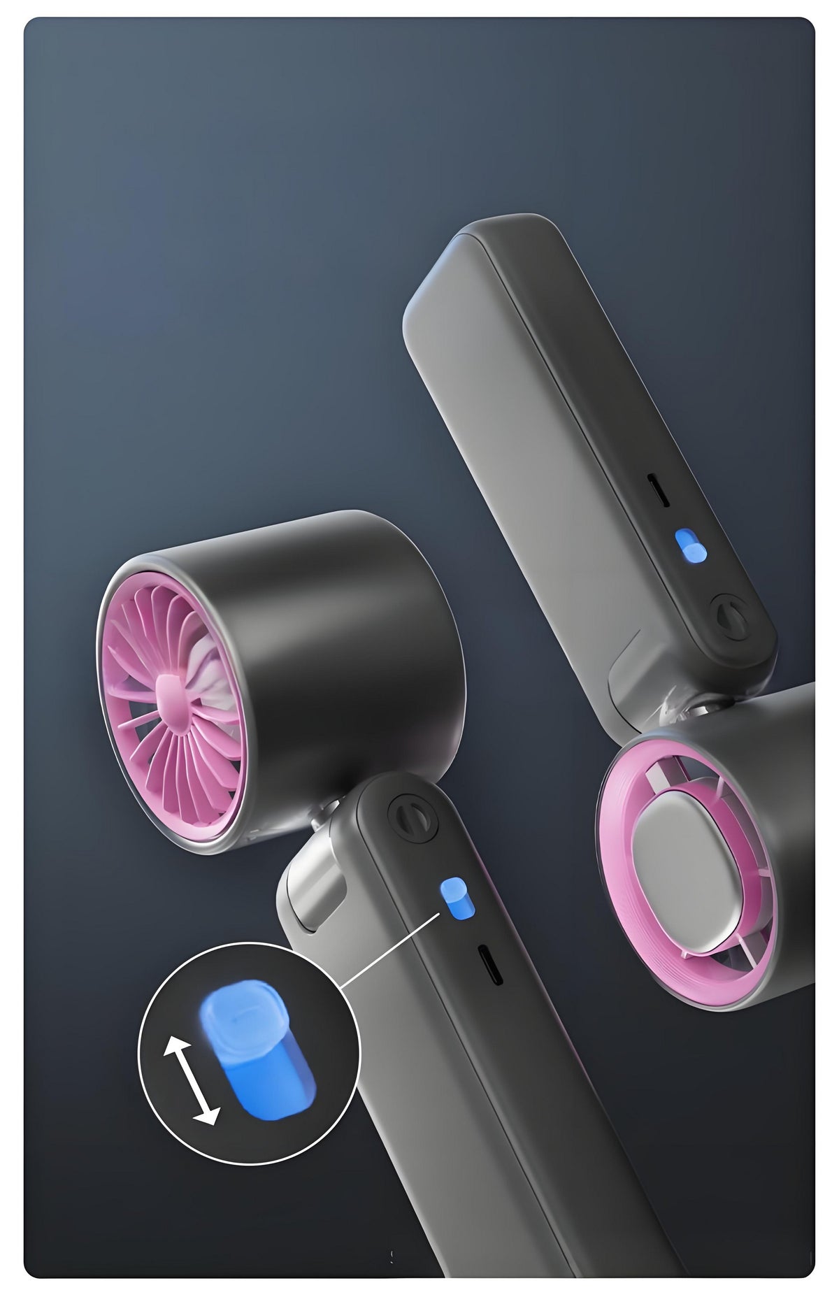 Handheld Fan Freezy Personal Fan Refrigeration Fan W/ 1-100 Stepless Adjusting & Battery Status